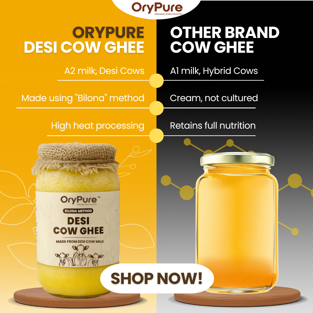 A2 Cow Desi Ghee | Made by Bilona Method | Curd-Churned | Grassfed, Pure and Healthy Desi Cow| Lab Tested.