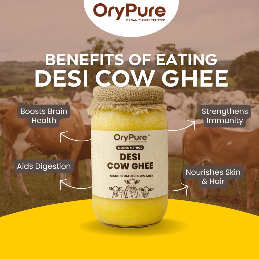 A2 Cow Desi Ghee | Made by Bilona Method | Curd-Churned | Grassfed, Pure and Healthy Desi Cow| Lab Tested.